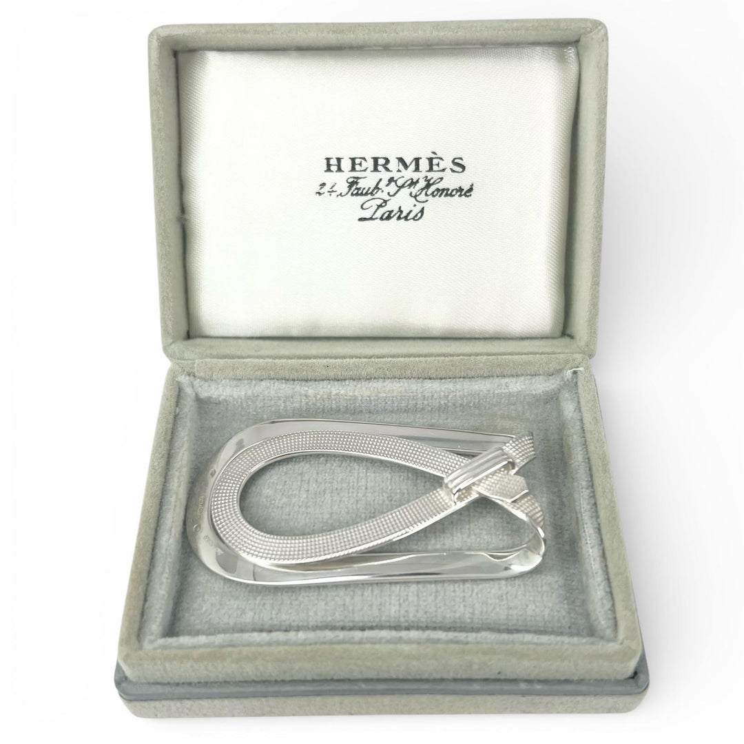 Great HERMES Money clip Belt motif Silver 925 mens