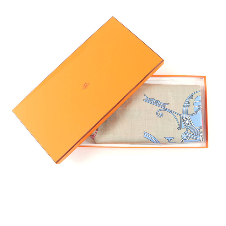 Pristine HERMES shawl Triangle Exlibris cashmere Women