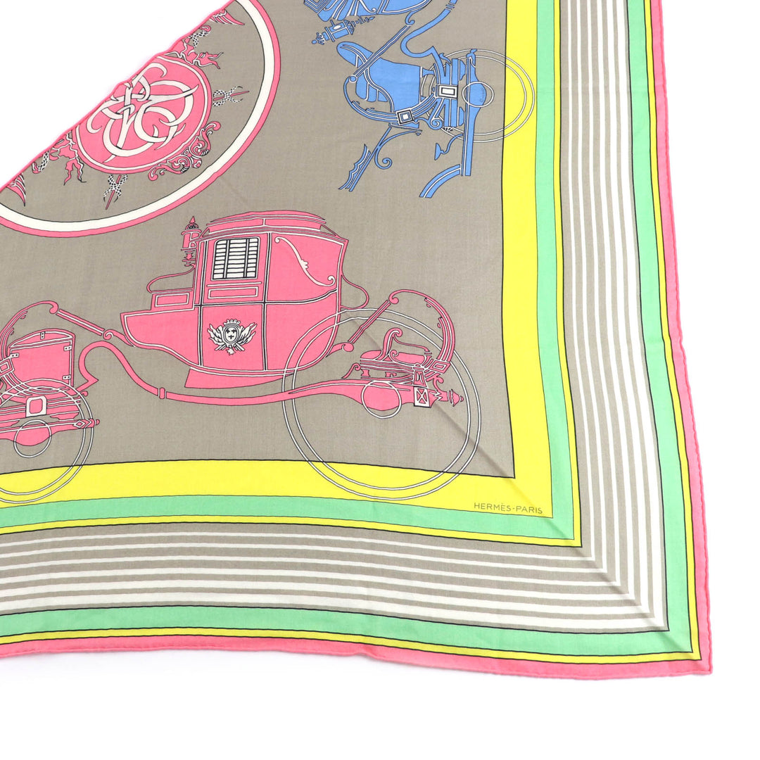 Pristine HERMES shawl Triangle Exlibris cashmere Women