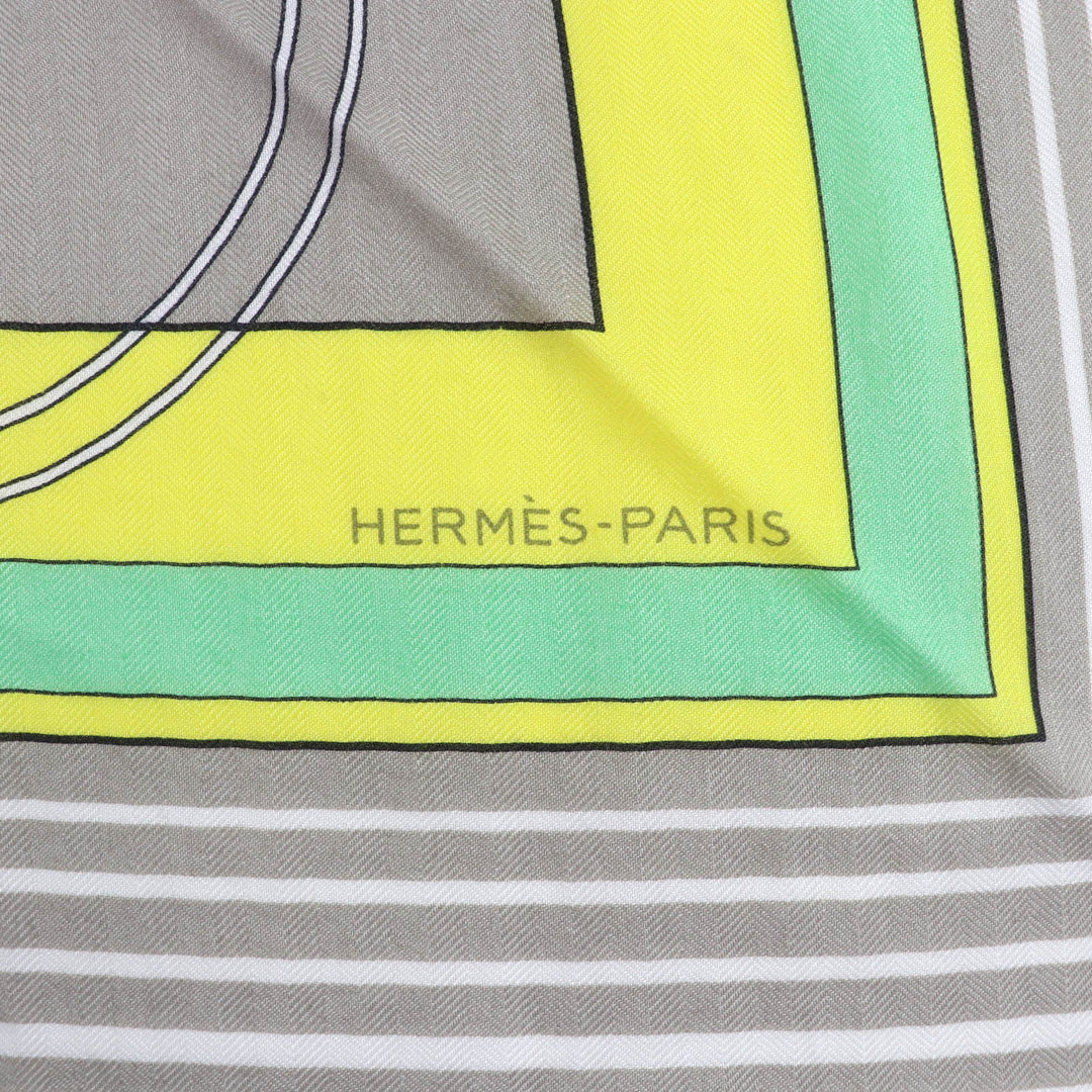 Pristine HERMES shawl Triangle Exlibris cashmere Women