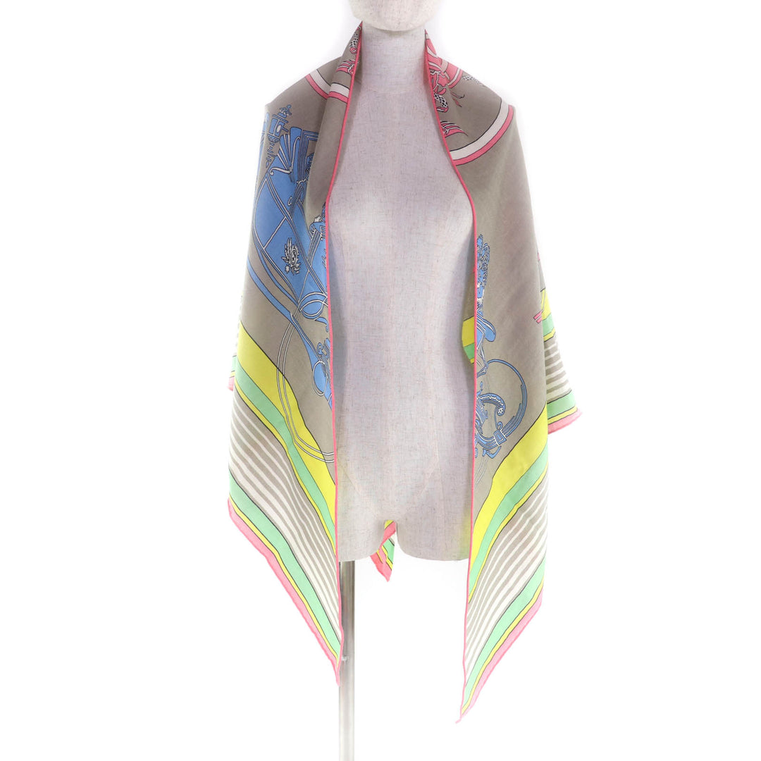 Pristine HERMES shawl Triangle Exlibris cashmere Women