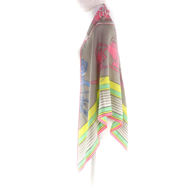 Pristine HERMES shawl Triangle Exlibris cashmere Women
