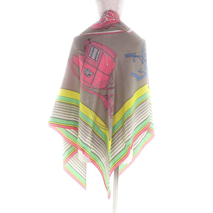 Pristine HERMES shawl Triangle Exlibris cashmere Women
