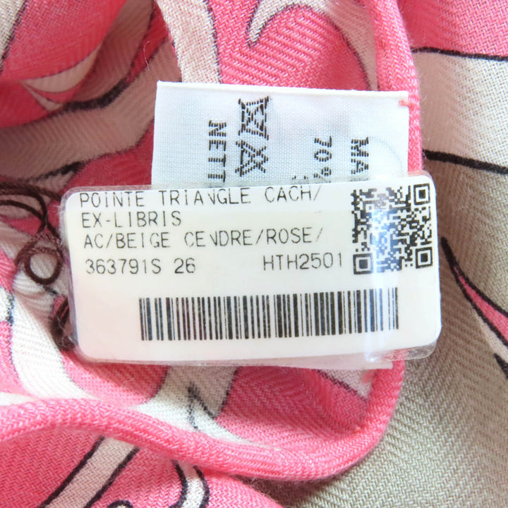 Pristine HERMES shawl Triangle Exlibris cashmere Women