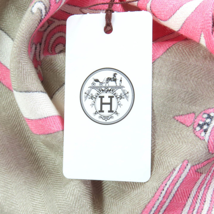 Pristine HERMES shawl Triangle Exlibris cashmere Women