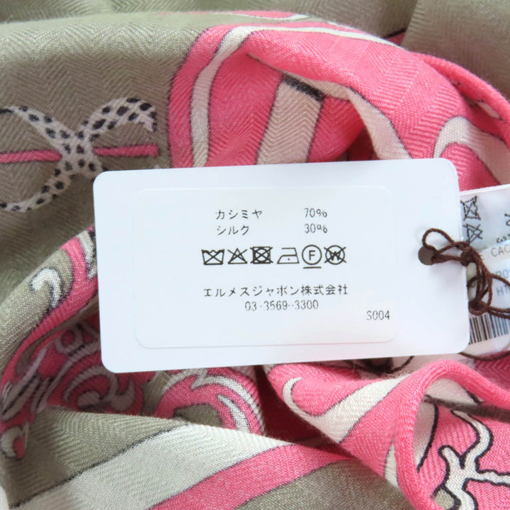 Pristine HERMES shawl Triangle Exlibris cashmere Women