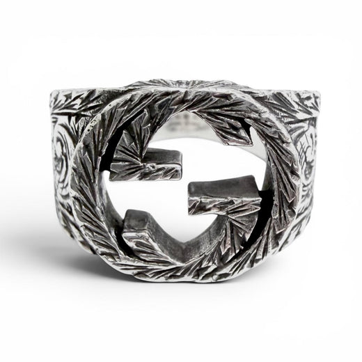 Great GUCCI Ring ring Interlocking G Arabesque Engraving Silver AG925 12 455302