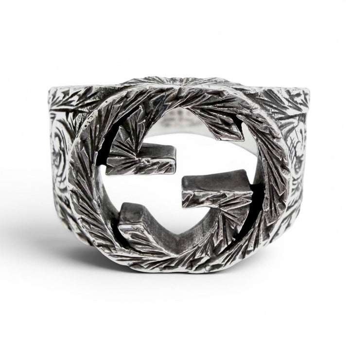 Great GUCCI Ring ring Interlocking G Arabesque Engraving Silver AG925 12 455302
