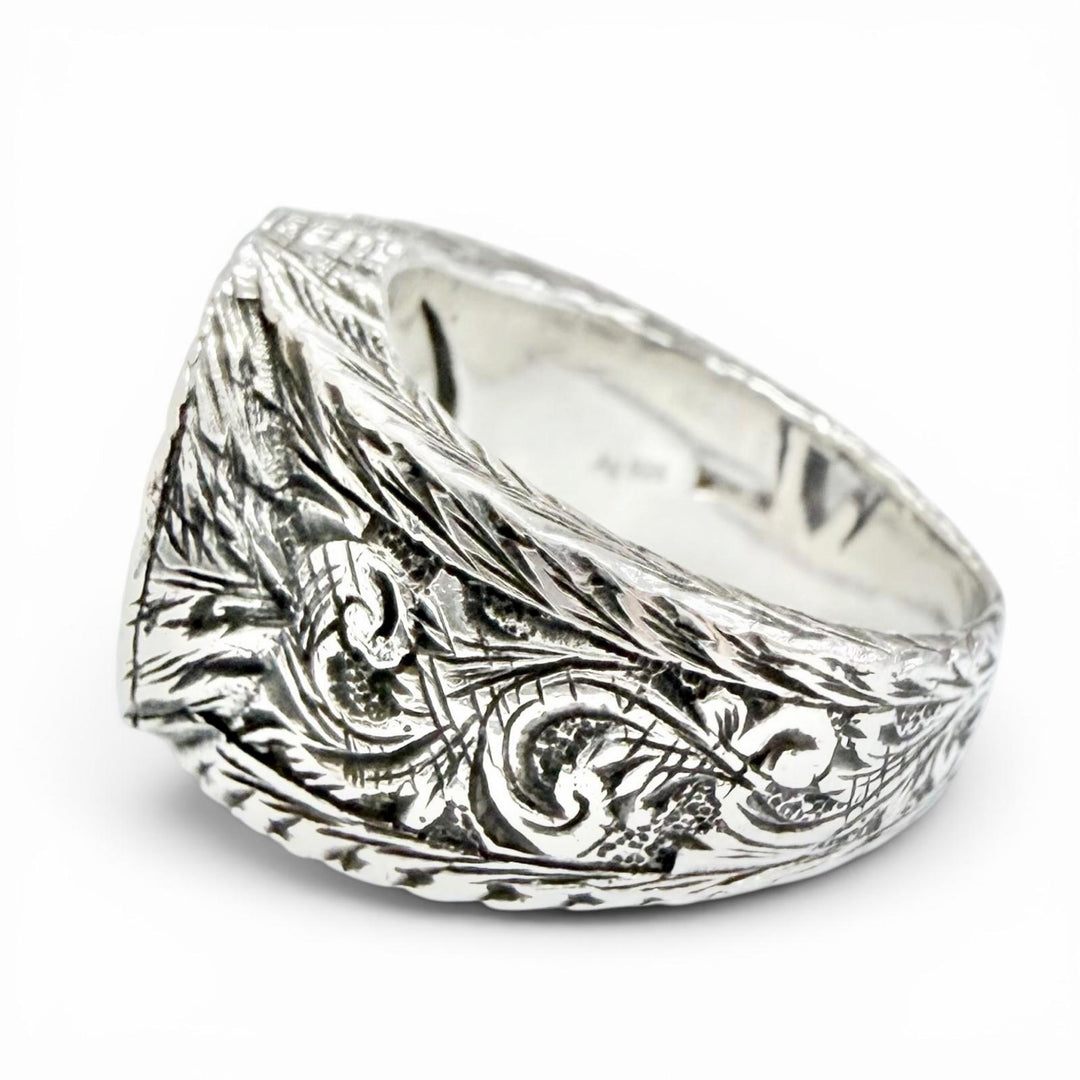 Great GUCCI Ring ring Interlocking G Arabesque Engraving Silver AG925 12 455302