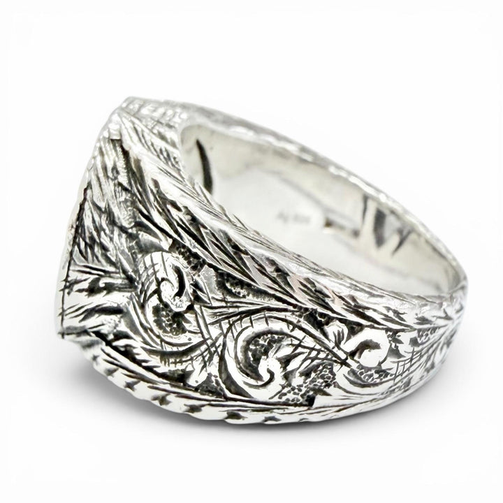 Great GUCCI Ring ring Interlocking G Arabesque Engraving Silver AG925 12 455302