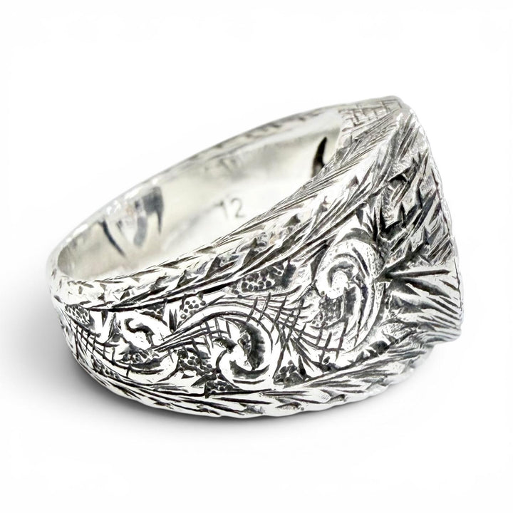 Great GUCCI Ring ring Interlocking G Arabesque Engraving Silver AG925 12 455302