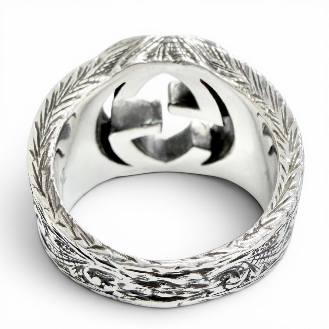 Great GUCCI Ring ring Interlocking G Arabesque Engraving Silver AG925 12 455302
