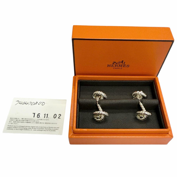 Excellent HERMES Cufflinks cufflinks Rope motif Silver AG925 mens