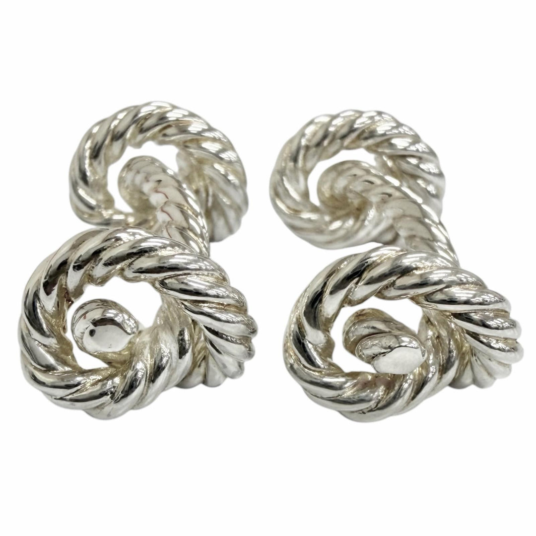Excellent HERMES Cufflinks cufflinks Rope motif Silver AG925 mens
