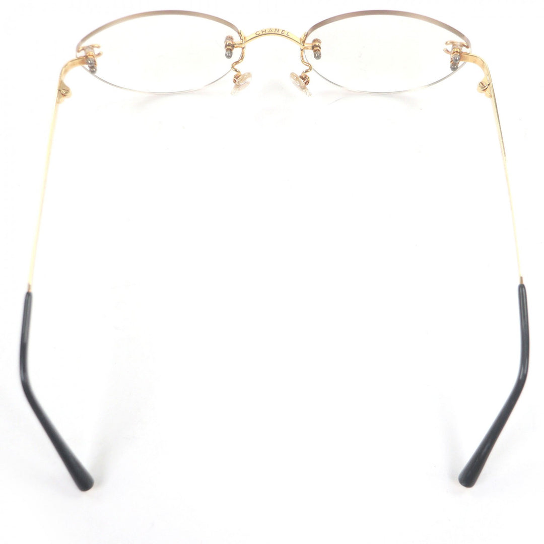 Great CHANEL Glasses COCO Mark 2013K Rimless clear 18K mens