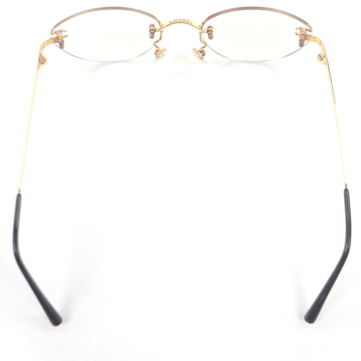 Great CHANEL Glasses COCO Mark 2013K Rimless clear 18K mens
