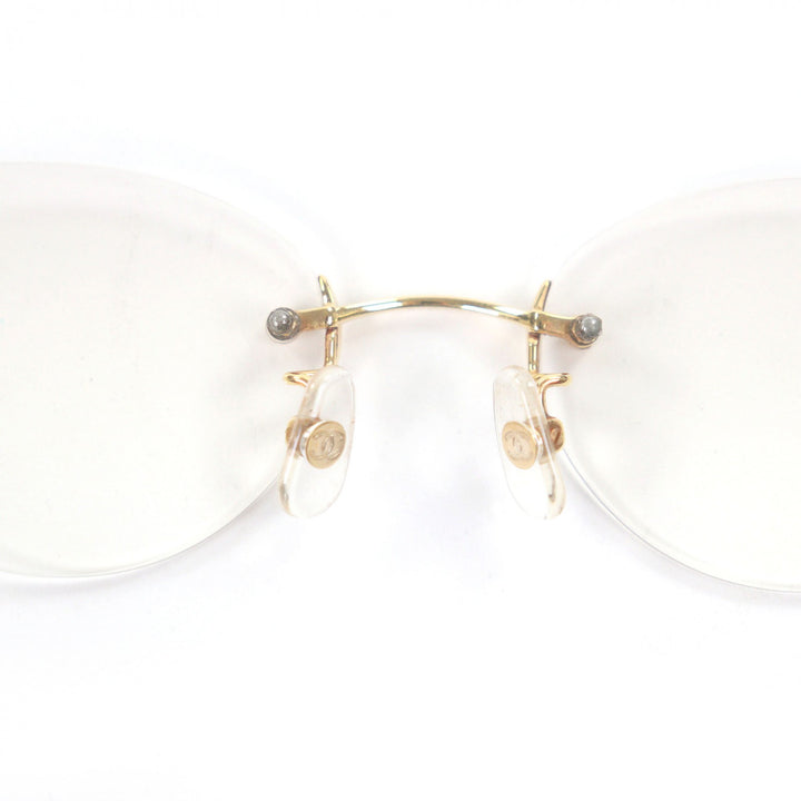 Great CHANEL Glasses COCO Mark 2013K Rimless clear 18K mens