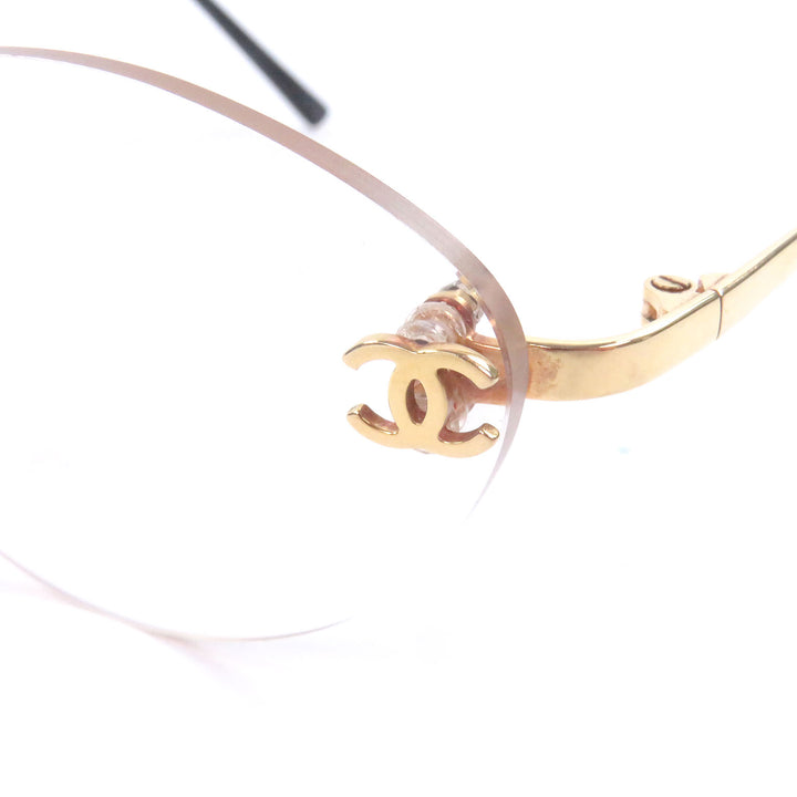 Great CHANEL Glasses COCO Mark 2013K Rimless clear 18K mens