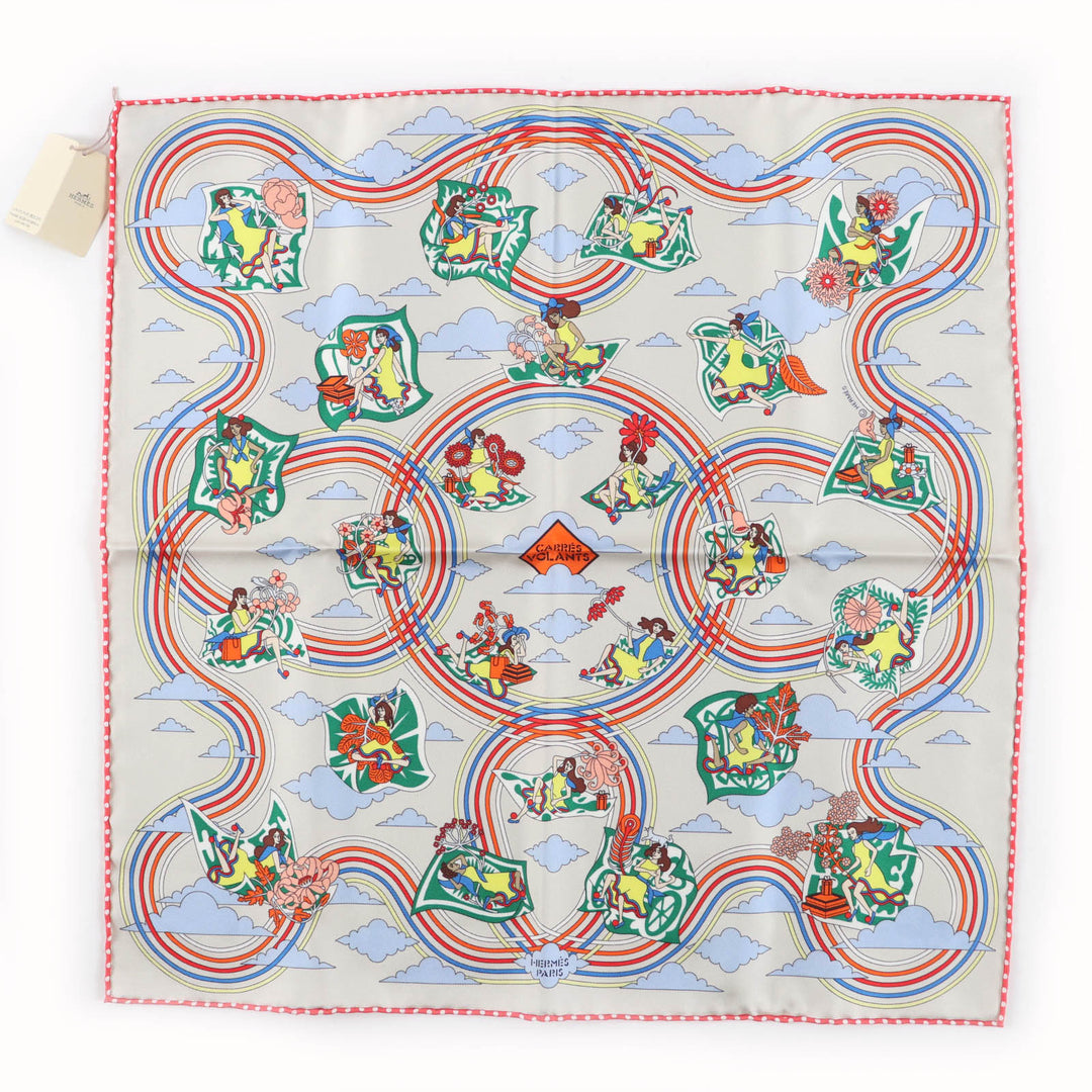 Pristine HERMES scarf VOLANTS Flying Boyfriend silk Women