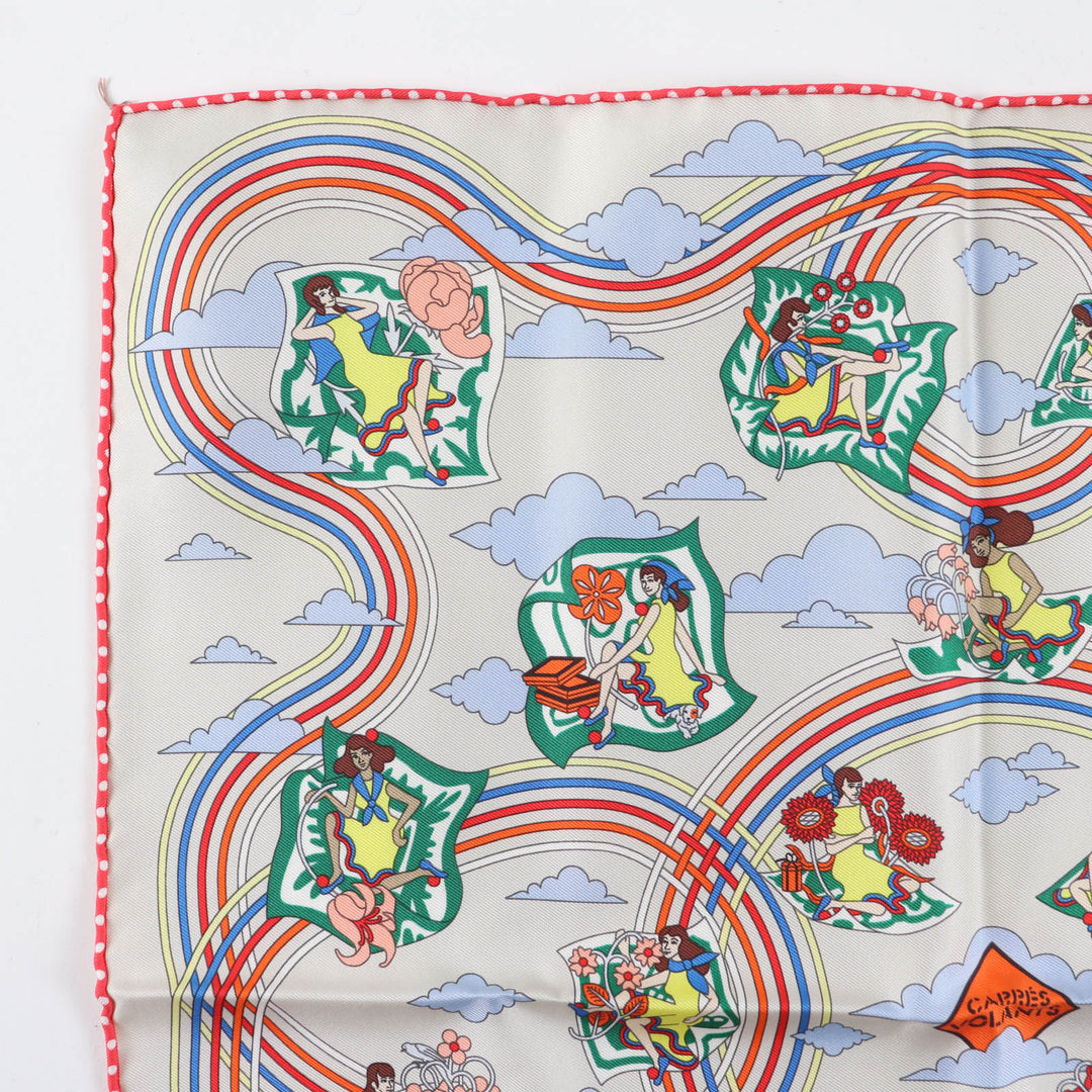 Pristine HERMES scarf VOLANTS Flying Boyfriend silk Women