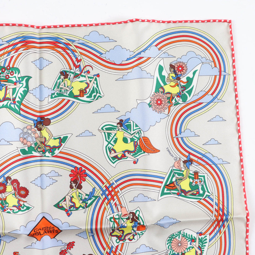 Pristine HERMES scarf VOLANTS Flying Boyfriend silk Women