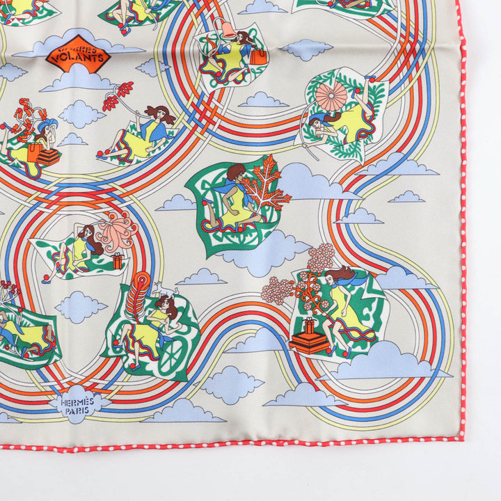 Pristine HERMES scarf VOLANTS Flying Boyfriend silk Women