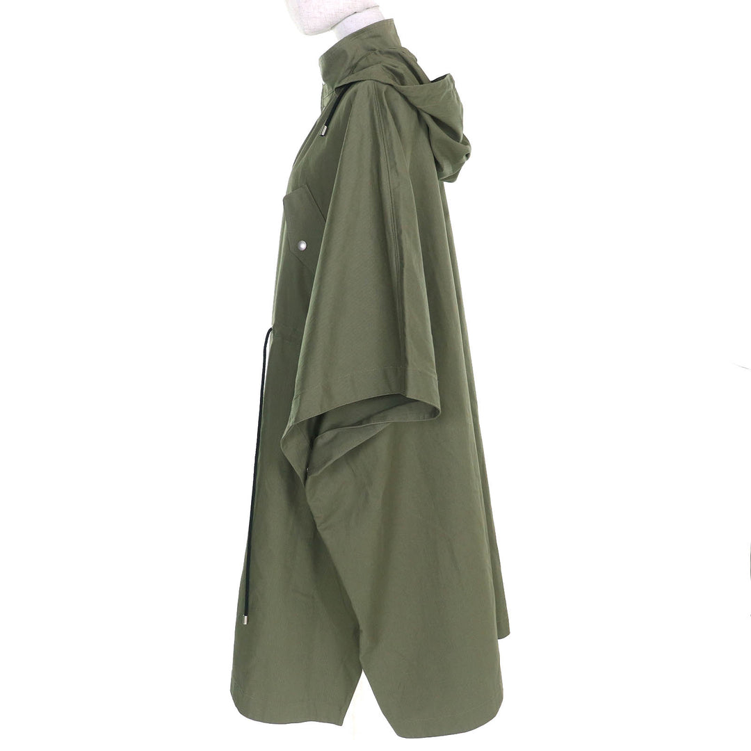 Great Christian Dior Bee Embroidered Hooded Military Cape Coat khaki XS