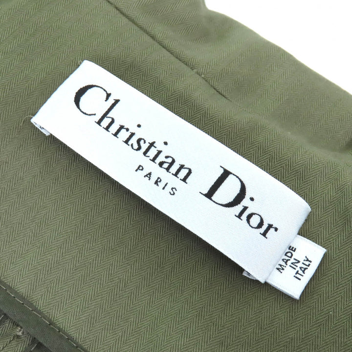 Great Christian Dior Bee Embroidered Hooded Military Cape Coat khaki XS