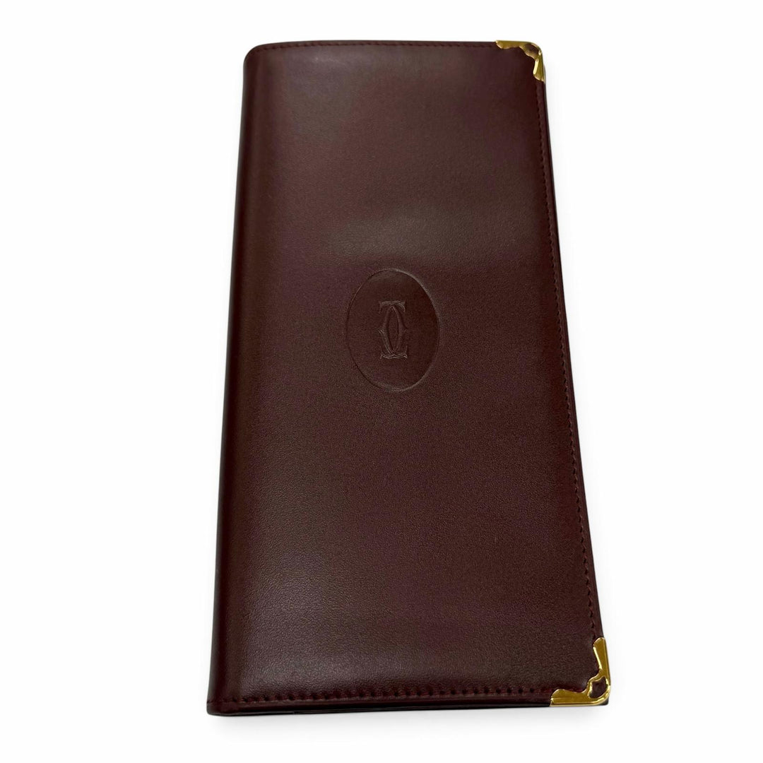 Excellent Cartier Purse Must de Cartier C-motif leather long wallet Bordeaux