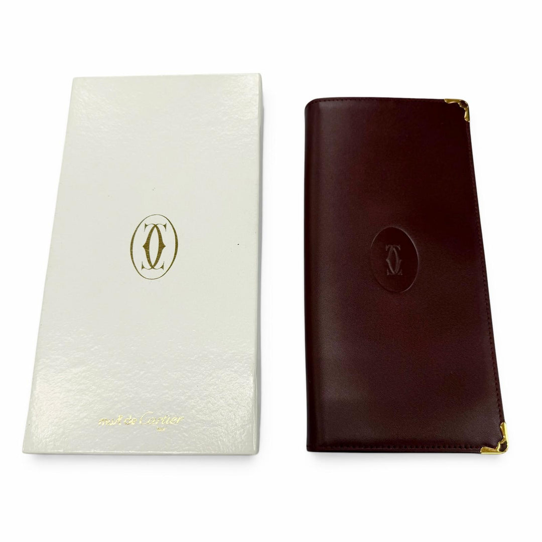 Excellent Cartier Purse Must de Cartier C-motif leather long wallet Bordeaux