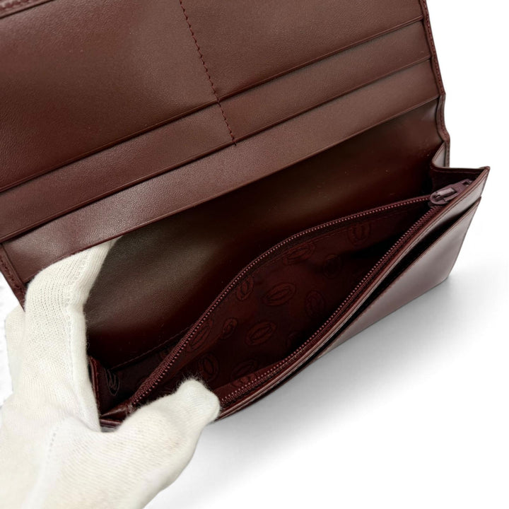 Excellent Cartier Purse Must de Cartier C-motif leather long wallet Bordeaux