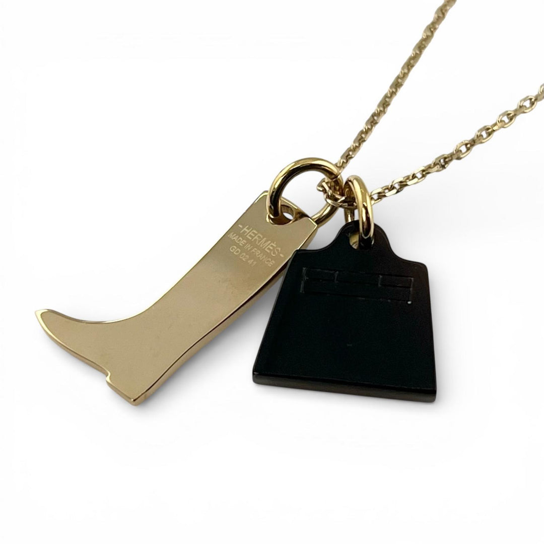 Excellent HERMES Necklace Amulet Marrokinje gold Gold Plated Women