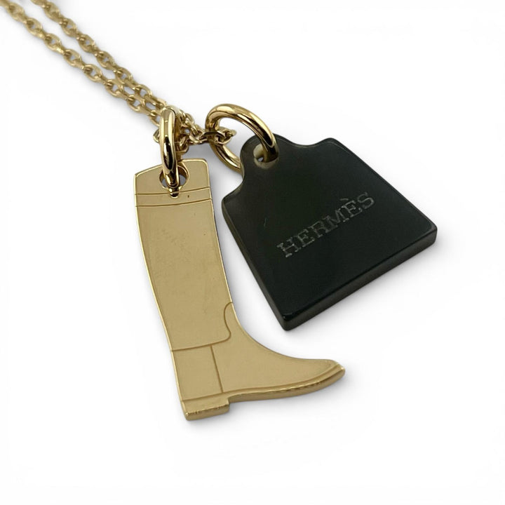 Excellent HERMES Necklace Amulet Marrokinje gold Gold Plated Women