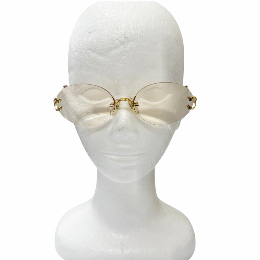Great Cartier Glasses Oval Two-Point Rimless gold