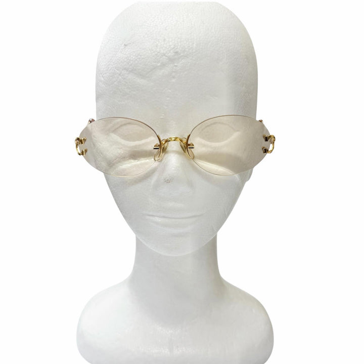 Great Cartier Glasses Oval Two-Point Rimless gold