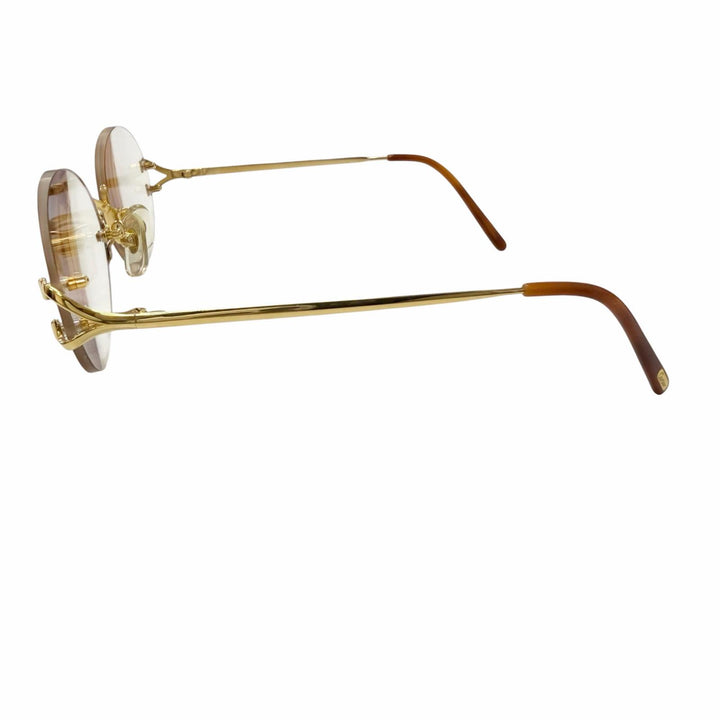 Great Cartier Glasses Oval Two-Point Rimless gold