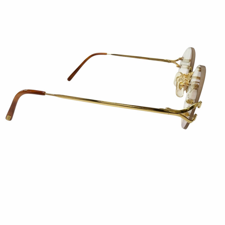 Great Cartier Glasses Oval Two-Point Rimless gold