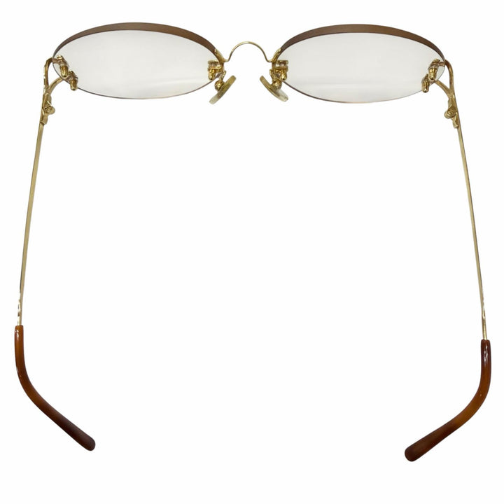 Great Cartier Glasses Oval Two-Point Rimless gold