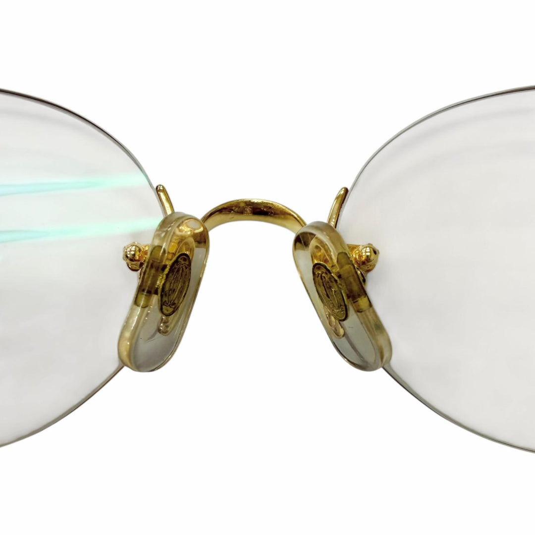 Great Cartier Glasses Oval Two-Point Rimless gold