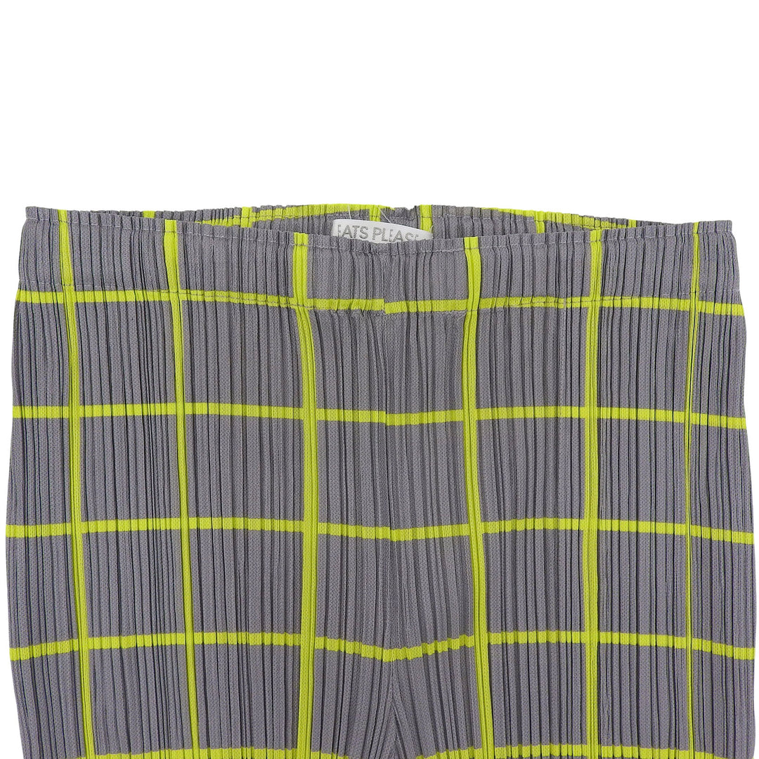 Excellent PLEATS PLEASE Pants Gray yellow polyester Women 3 PP61-JF414