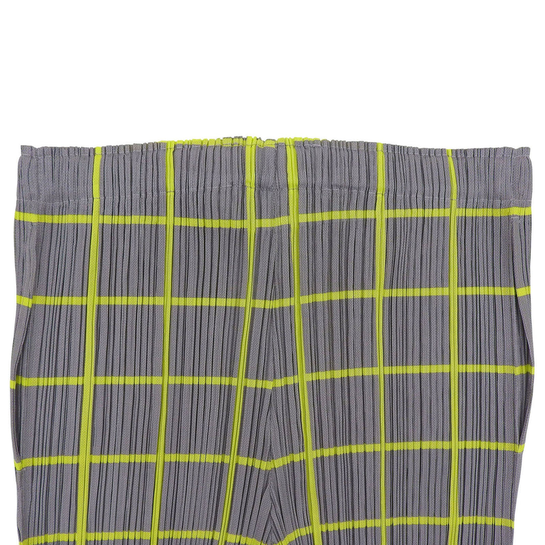 Excellent PLEATS PLEASE Pants Gray yellow polyester Women 3 PP61-JF414