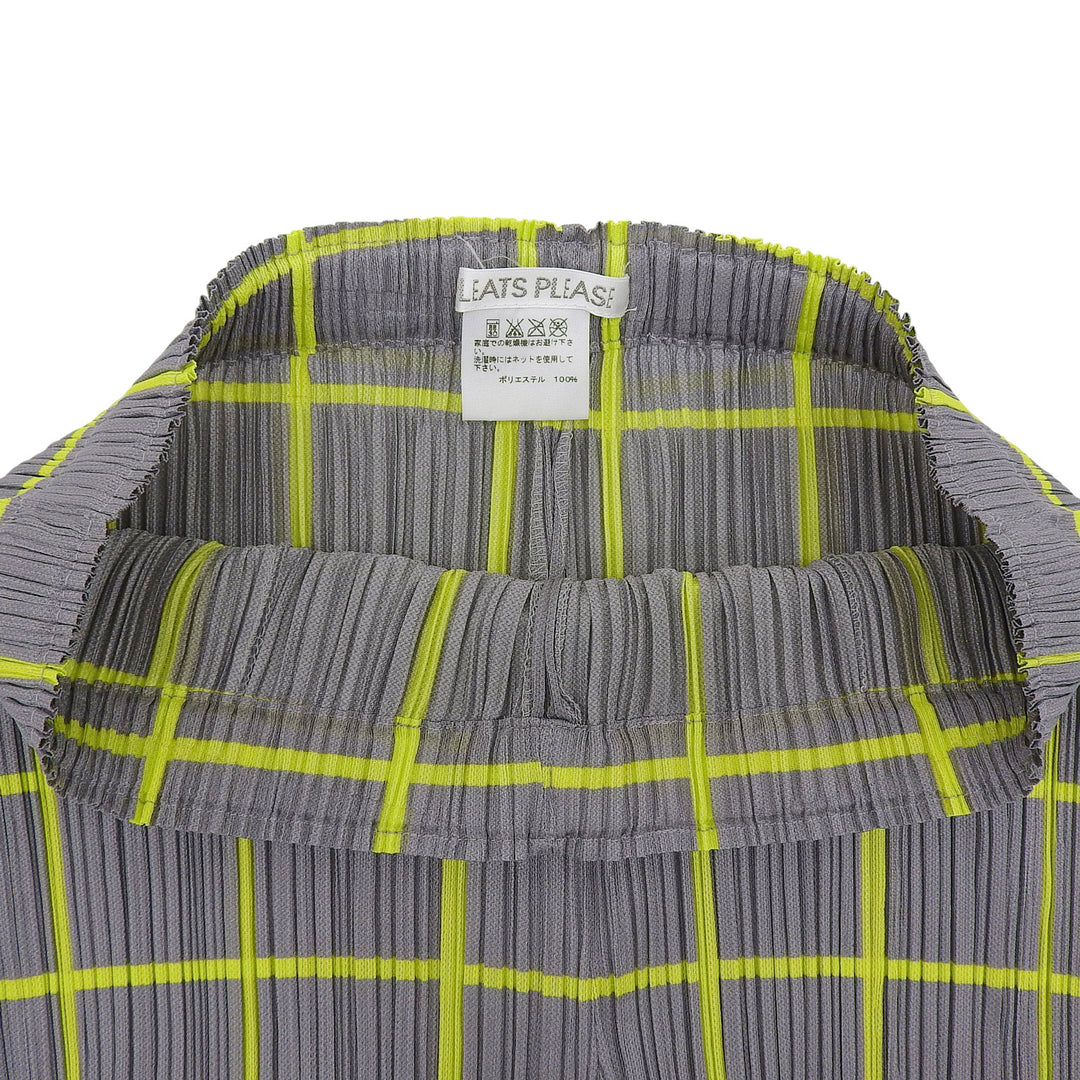 Excellent PLEATS PLEASE Pants Gray yellow polyester Women 3 PP61-JF414