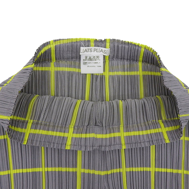 Excellent PLEATS PLEASE Pants Gray yellow polyester Women 3 PP61-JF414