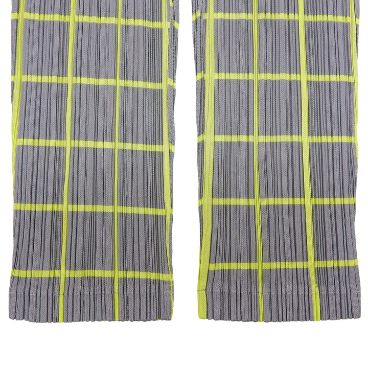 Excellent PLEATS PLEASE Pants Gray yellow polyester Women 3 PP61-JF414