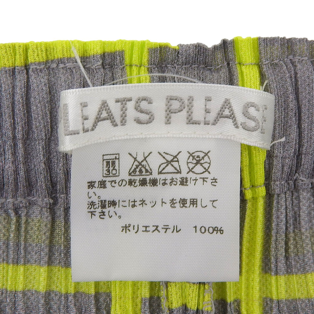 Excellent PLEATS PLEASE Pants Gray yellow polyester Women 3 PP61-JF414