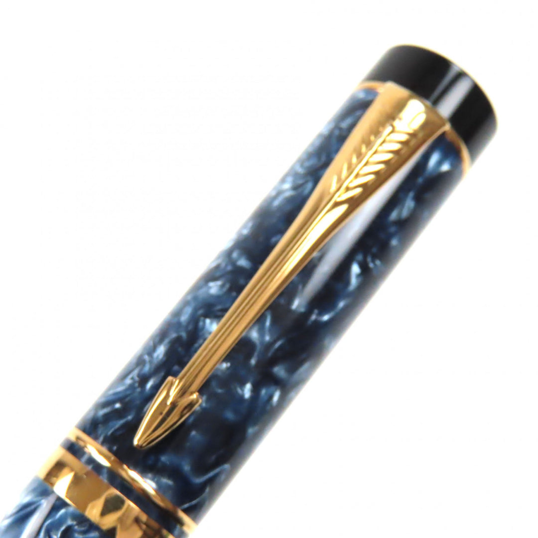 パーカー 万年筆 デュオフォールド インターナショナル マーブルブルー 18K メンズ
