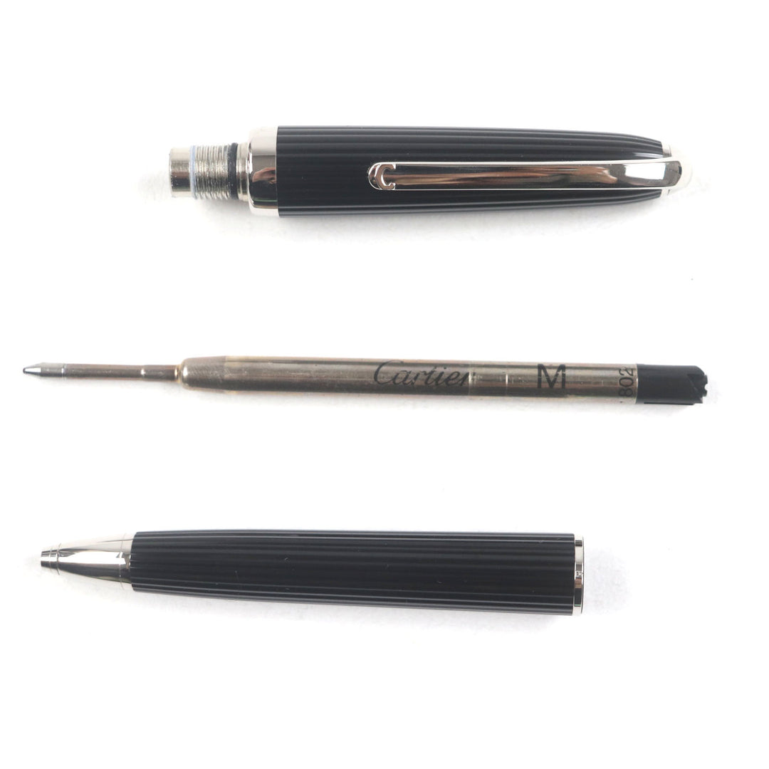 Excellent Cartier Ballpoint pen Louis Cartier Twist type Black Silver mens