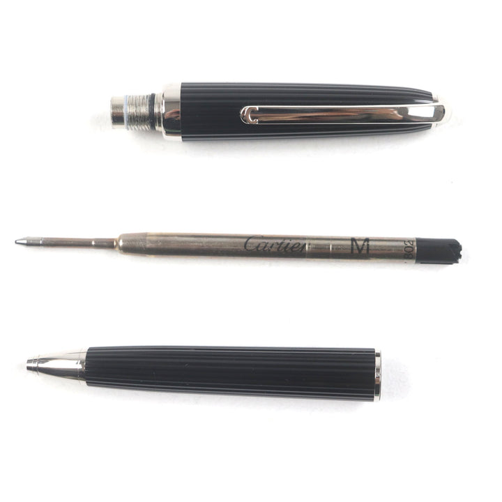 Excellent Cartier Ballpoint pen Louis Cartier Twist type Black Silver mens