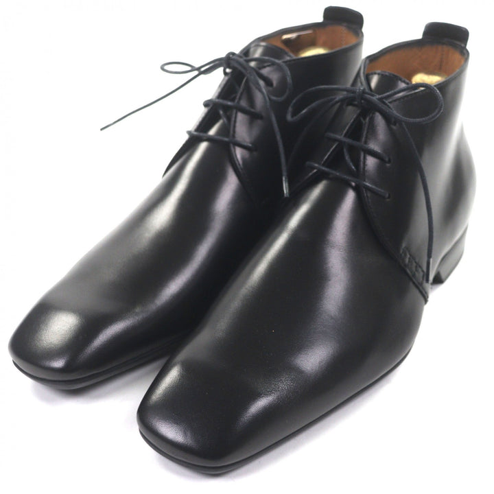 Pristine LOUIS VUITTON Ankle boots LV logo Metal lace-up black leather mens 6