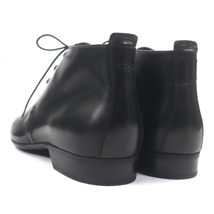 Pristine LOUIS VUITTON Ankle boots LV logo Metal lace-up black leather mens 6